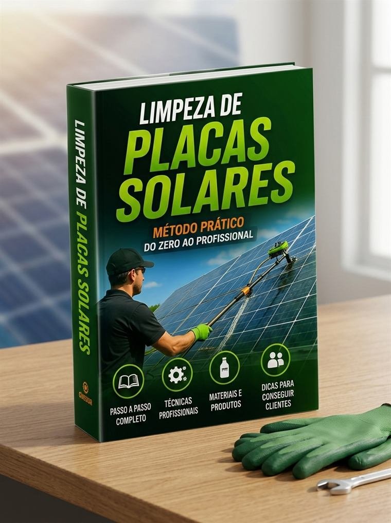 Capa do e-book Limpeza de Placas Solares, Método Prático, do Zero ao Profissional